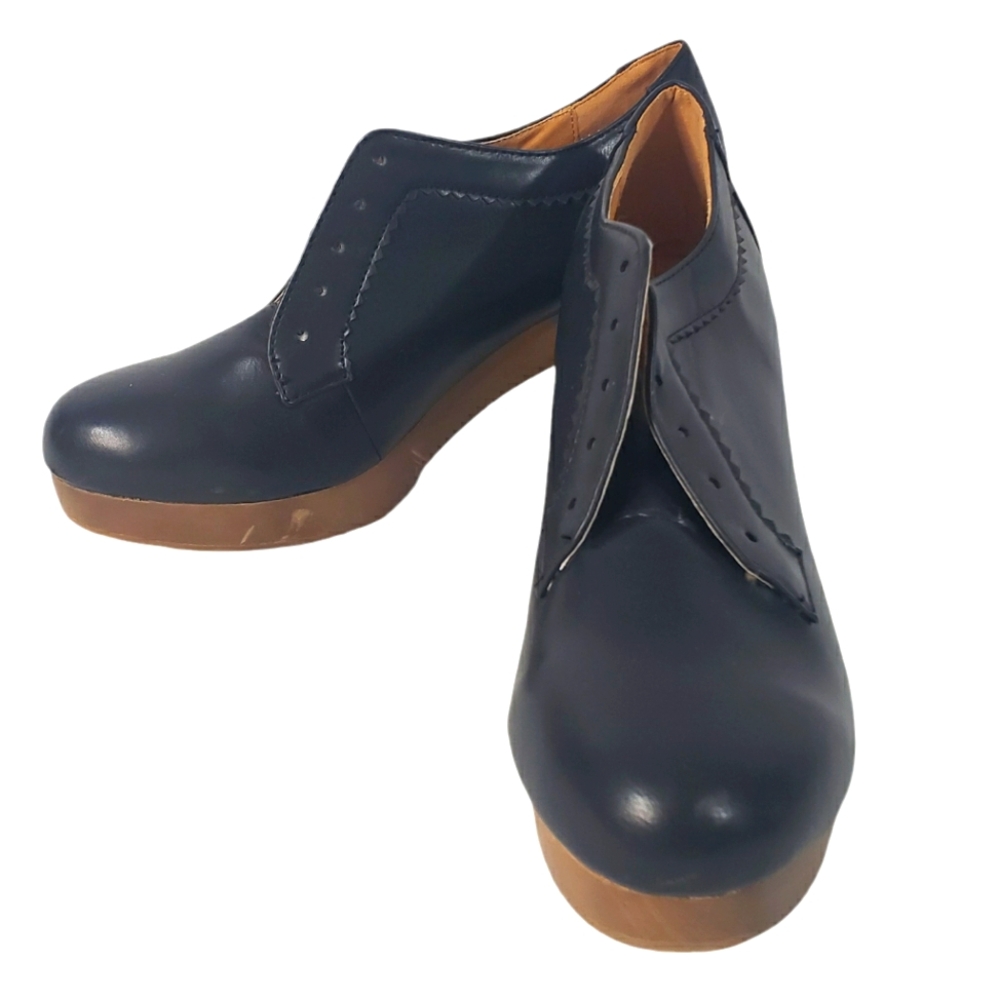 NY LA Black Oxford Heels Ankle Booties Size 9 No Laces 3 In Y2K Vintage Style